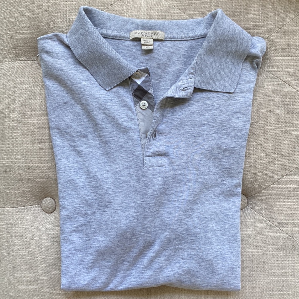 Burberry men’s gray collared polo shirt